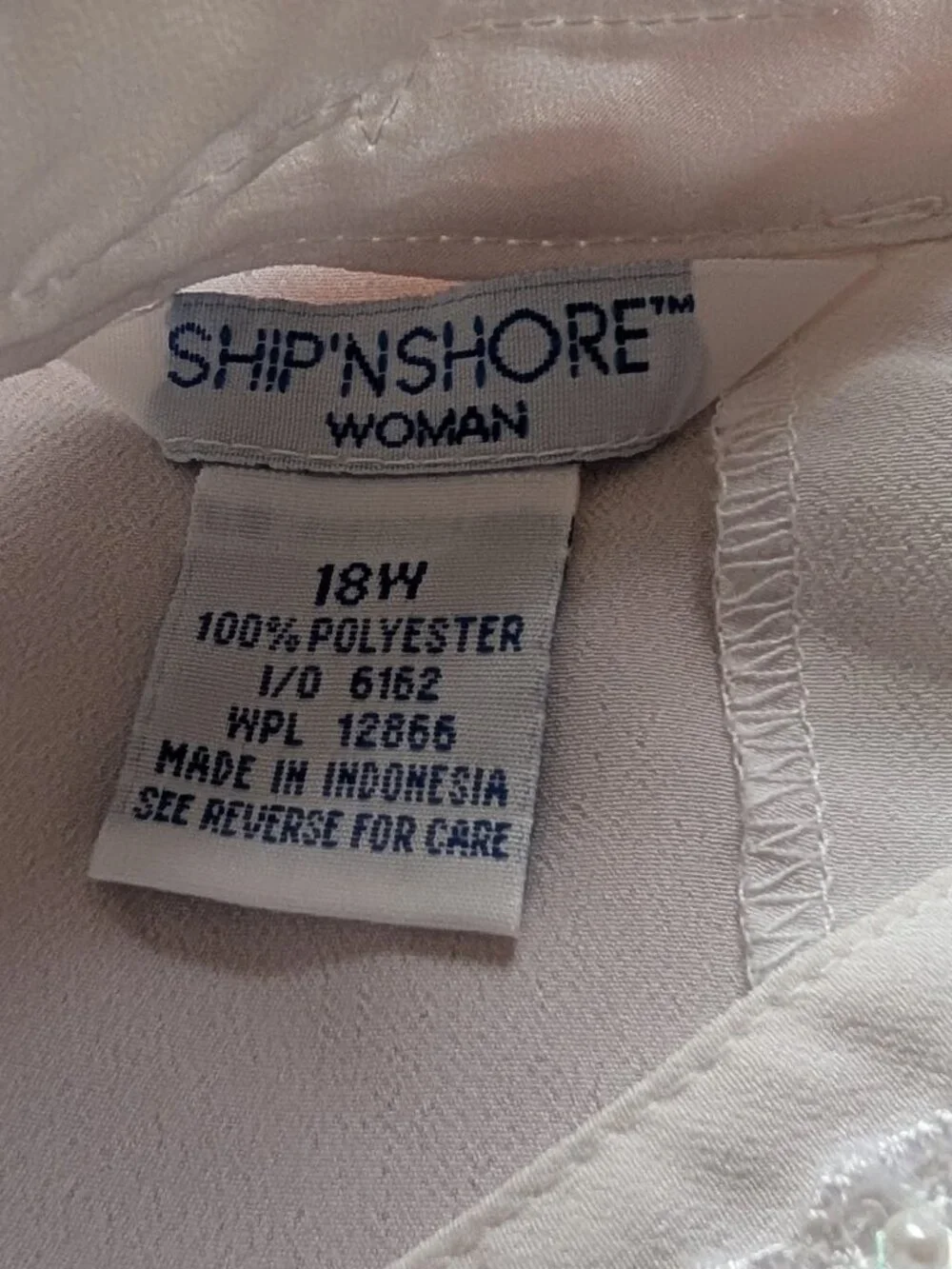 Ship N Shore women's white beaded blouse 18W